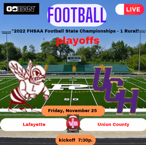 🚨playoffs🚨
Lafayette🆚Union County
🏈Friday Night
🎥live stream - bit.ly/3yMCKNo✅
🎟️gofan.co
⏰November 25 @ 7:30p.
let's go!!!
<a href="/LHSHornets/">LHSAthletics</a> <a href="/UCH_Football/">Union Co. Football</a> <a href="/rileyreeduf/">Riley Reed</a> <a href="/C_Mart1353/">Chris Martinez</a> <a href="/RufusJefferson3/">Coach Jefferson</a> <a href="/JamezJamison/">Ja’mez Jamison</a>