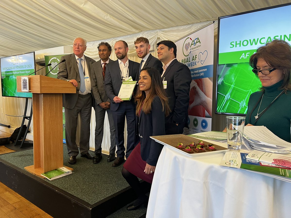 Joseph_Mayer1's tweet photo. Fantastic day at Westminster Palace and great to be recognised by the #GAFAW2022 for our collaborative Cardiology-Neurology referral pathway for the prevention of AF related strokes @UHNM_NHS @Vincewalker2009 @strokeindira @AshPatwalaMD @KnowYourPulse https://t.co/kLxhif1dxw