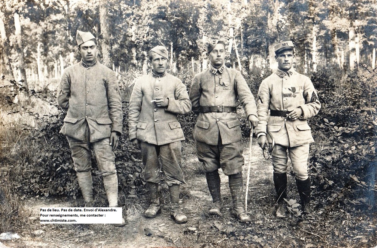 Le_Chtimiste's tweet photo. 4 soldats du 167ème régiment d'infanterie, dont un clairon avec son insigne cousu à un endroit non règlementaire...Merci à Alexandre - https://t.co/KpJrRbKAxd   #167eRI  #Chtimiste https://t.co/3fodSHl6oF