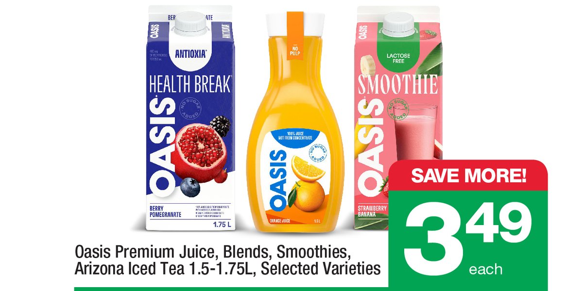 This week get eFlyer #deals on boneless top sirloin steaks or roast, walnuts, pasta, premium juice, blends, smoothies or iced tea. Available at our stores in #Mississauga, #Scarborough &amp; #Vaughan. 
See more - bit.ly/2m3pPQB


#startfresh