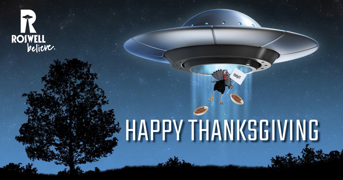 SeeRoswellNM's tweet photo. Happy Thanksgiving 👽🛸 #seeroswell #roswellbelieve #newmexicotrue https://t.co/P10t7vb9c6