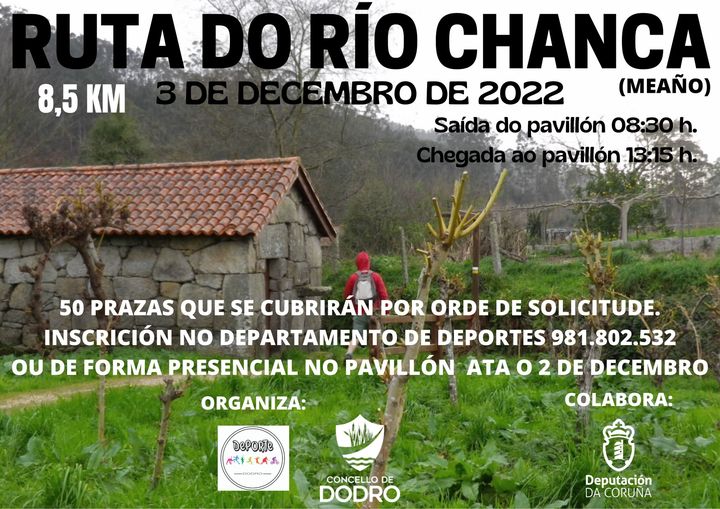 Como despedida do ano para as actividades de sendeirismo, o 3 de decembro faremos a Ruta do Río Chanca, unha PR-G de interese naturalista, paisaxístico e etnográfico, apúntate.
#Rutas
#Roteiros
#Paisaxe
#Etnografía
#Auga
#Muíños