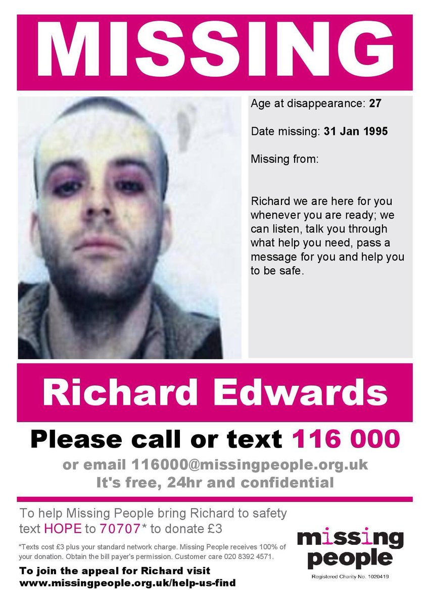 Cartel de búsqueda de Richey James Edwards.