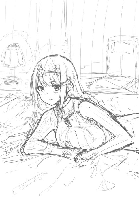 添い寝描こうとしてるけど難しい 