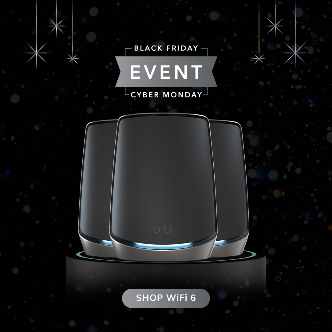 NETGEARgaming's tweet image. Don’t let buffering and load times stand in the way of your family&apos;s holiday fun. Get ready to host with the ultimate 10 Gig WiFi 6 mesh system. 

Shop Now: bddy.me/3tVrkUH

#WiFi #Tech #SmartHome #Internet #Holiday #BlackFriday