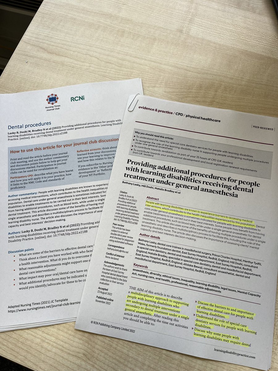 Another fantastic Journal Club with the Learning Disabilities Nurses in  <a href="/CLDT_North/">North Norfolk Community Learning Disabilities Team</a> today 😃 We discussed  <a href="/theRCN/">The RCN</a> article on #dentalcare of those with #LearningDisabilities 🦷 excited to open up the club countywide in the new year! <a href="/NCHC_NHS/">NCH&C</a> <a href="/NursingTimes/">Nursing Times</a> @HeidiMckRNLD