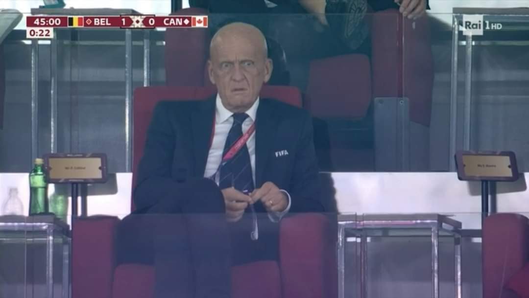 <a href="/FIFAWorldCup/">FIFA World Cup</a> How the godfather of referees is watching the fraud on the pitch officiating 🤣🤣🤣