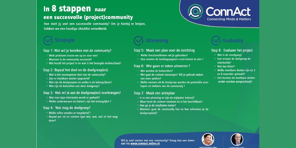 ConnactOnline's tweet photo. In 8 stappen naar een succesvolle community? We hebben een handige checklist ontwikkeld waarbij we kijken naar de strategie, uitvoering en evaluatie.

Meer weten? 

https://t.co/zVl8zWK9Ap

#connact #community #communitybuilding #onlineplatform #hybride https://t.co/GLpJ9TdA4u