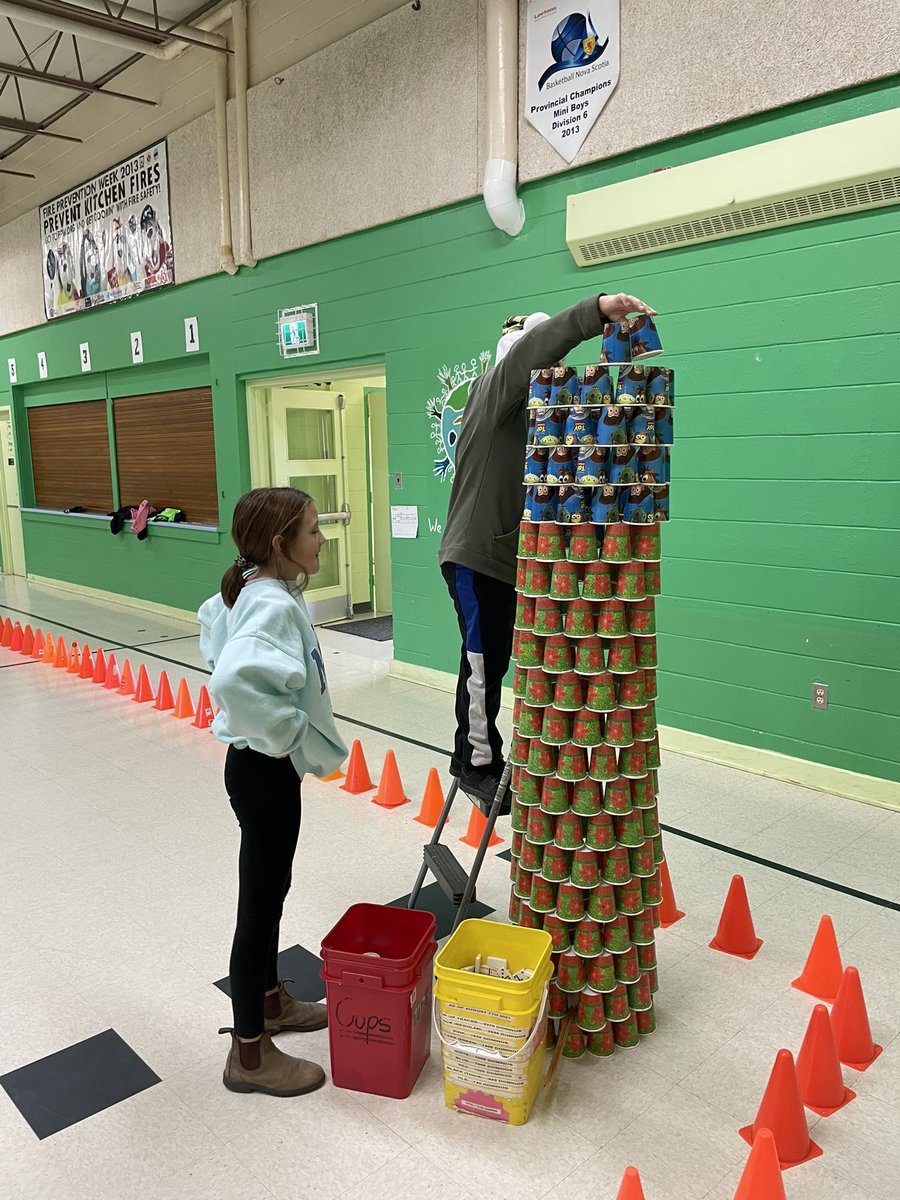 A fun filled day as we watched the Domino Man fill our gym with dominos! We also had some students help set up the display as shown in the pictures. The students were thrilled to see the final topple!