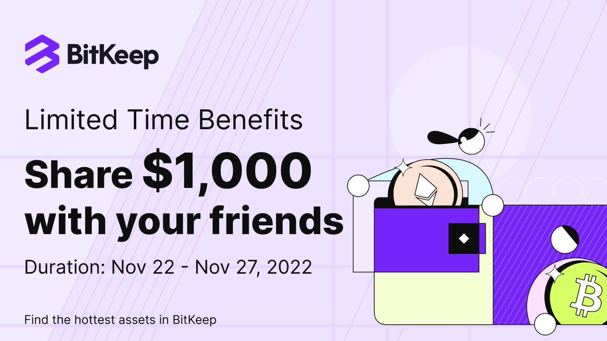Starzzgeng's tweet photo. @saqiAhmad7 🥳Invite Friends to Use BitKeep, Share $1,000 Prize!

✅Make a BK account for yourself: https://t.co/lVstCMUn7q
✅Open BitKeep wallet>Discover>Invite>Copy your code
✅New frd fill in your code &amp; swap>$5

🤑You &amp; Frd can both get up to 50$!

⏰Event duration: 22/11 - 27/11, 2022 https://t.co/1Yv8ilxyE7