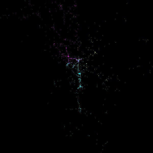 digigeolab's tweet photo. #30DayMapChallenge Day 24. The constellation of “stars” in the Greater Region of #Luxembourg.
“Stars” are the whereabouts of cross-border commuters from  #Belgium, #France &amp; #Germany, working in Lux.
A #datashader experiment using Twitter data from https://t.co/k1wVcnW4xd https://t.co/cjd9xEwH2k