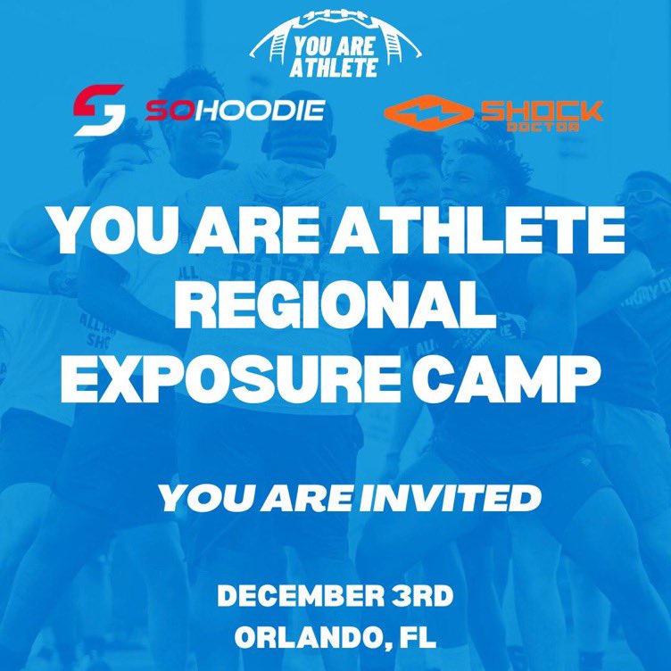 Blessed for the invitation to the You Are Athlete Regional Camp! Thankyou <a href="/youareathlete/">You Are Athlete</a> <a href="/shockdoctor/">Shock Doctor</a> for the chance to come out and compete Dec 3rd.