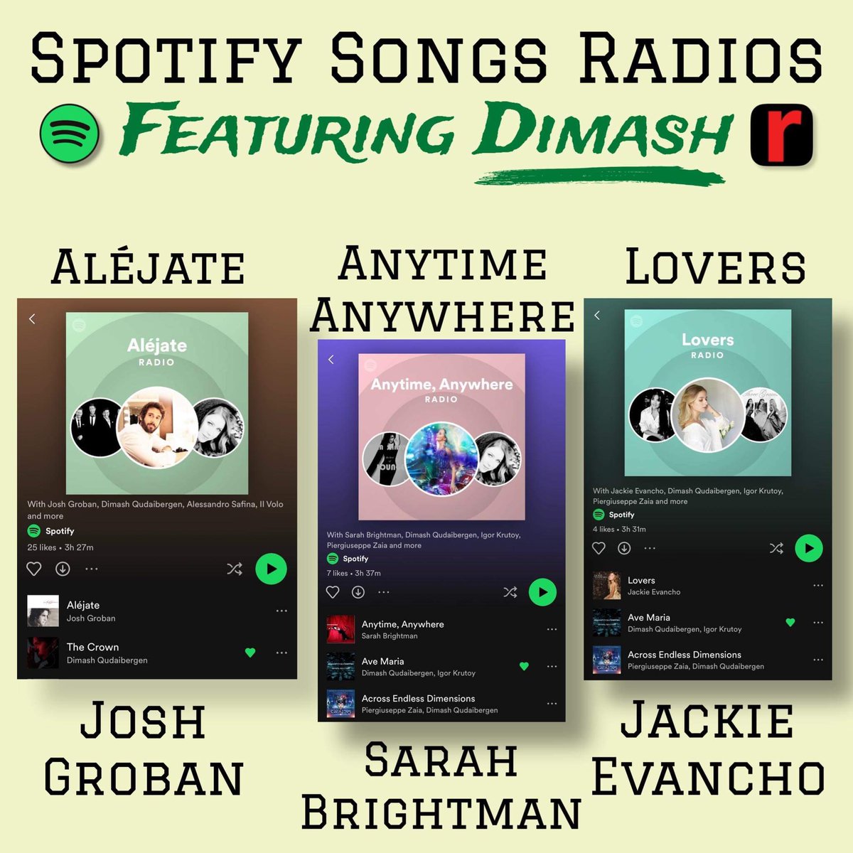 Di_Renaissance_'s tweet photo. We create playlists for our #StreamingParties on 𝙍𝙚𝙣𝙖𝙞𝙨𝙨𝙖𝙣𝙘𝙚.

Other artists are included, so Dimash will be added to their radio playlists. 
A good way to gain listeners to Dimash.

But we need high frequent and continuous use of the playlists.

⍗ Thread ⍗ https://t.co/ocGJYA1203