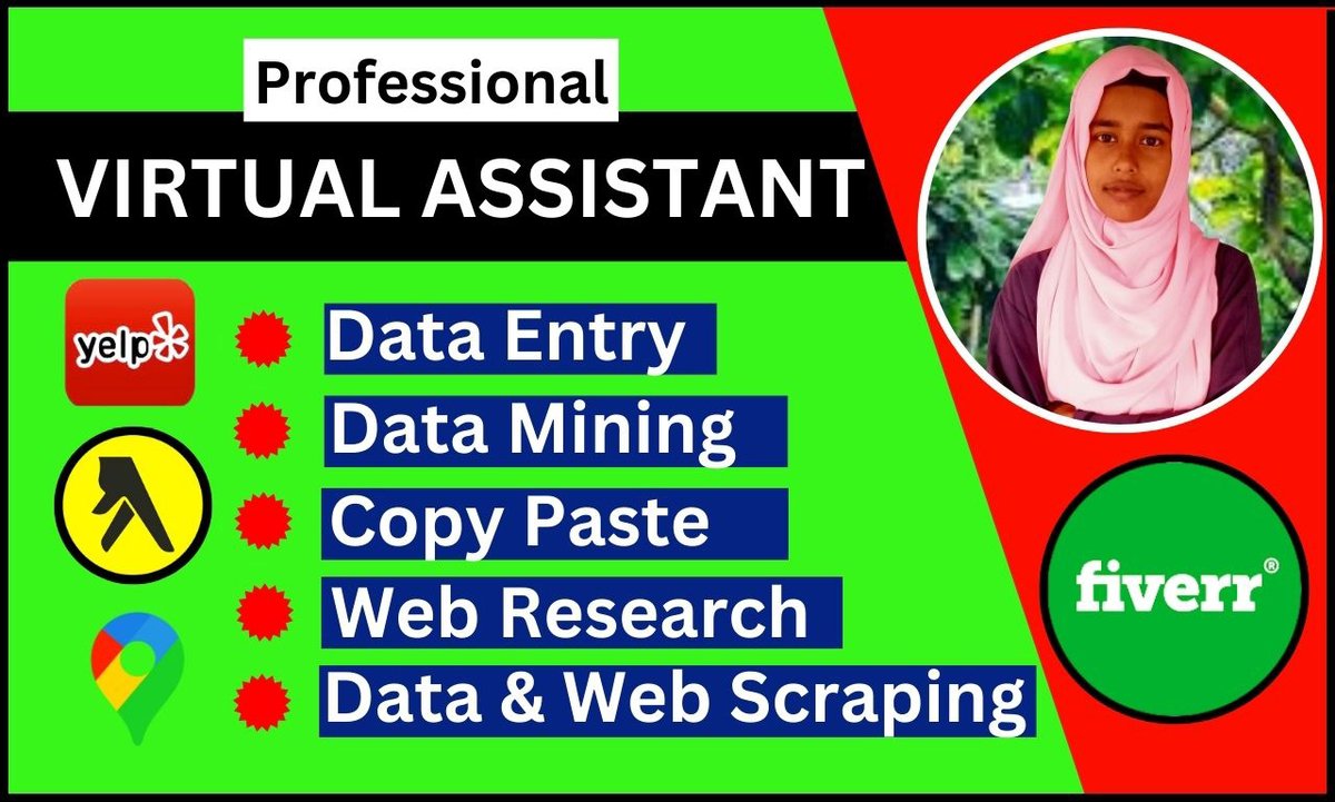 pro__scraper's tweet image. Do you need a virtual assistant to do your #dataentry #datamining #webresearch #webscraping #datascraping #datacollection #copypaste etc. work?

You can contact with me on here___
fiverr.com/share/PjZWbx

For yellow pages and google maps leads, contact__

fiverr.com/share/5NZlK1