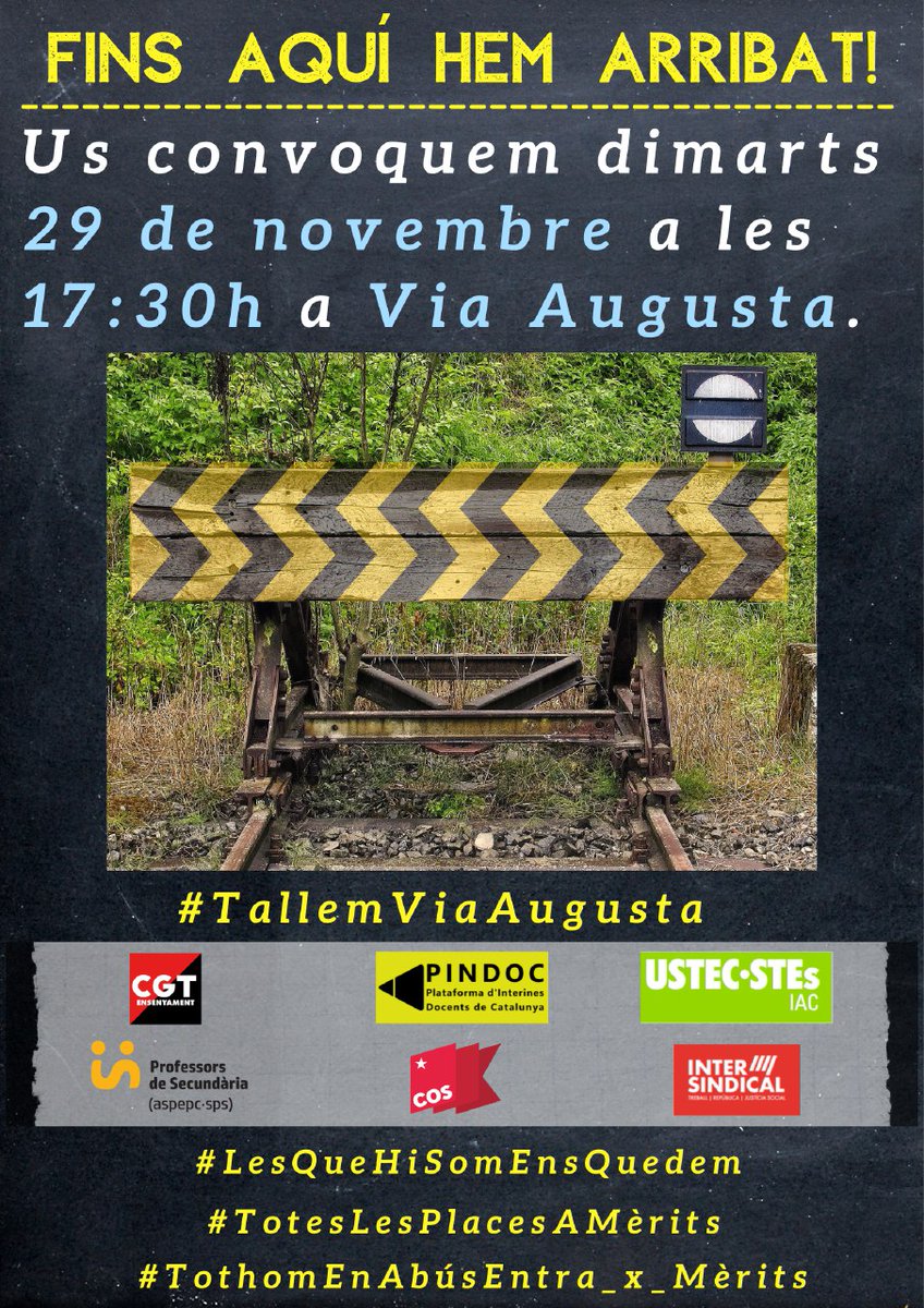Treballadors interins contra els contractes en frau de llei a l'ensenyament. Concentració a Via Augusta 29 de nov. En defensa d'uns serveis públics de qualitat. #capinterinalcarrer #lesquehisomensquedem #nodecretdeplantilles