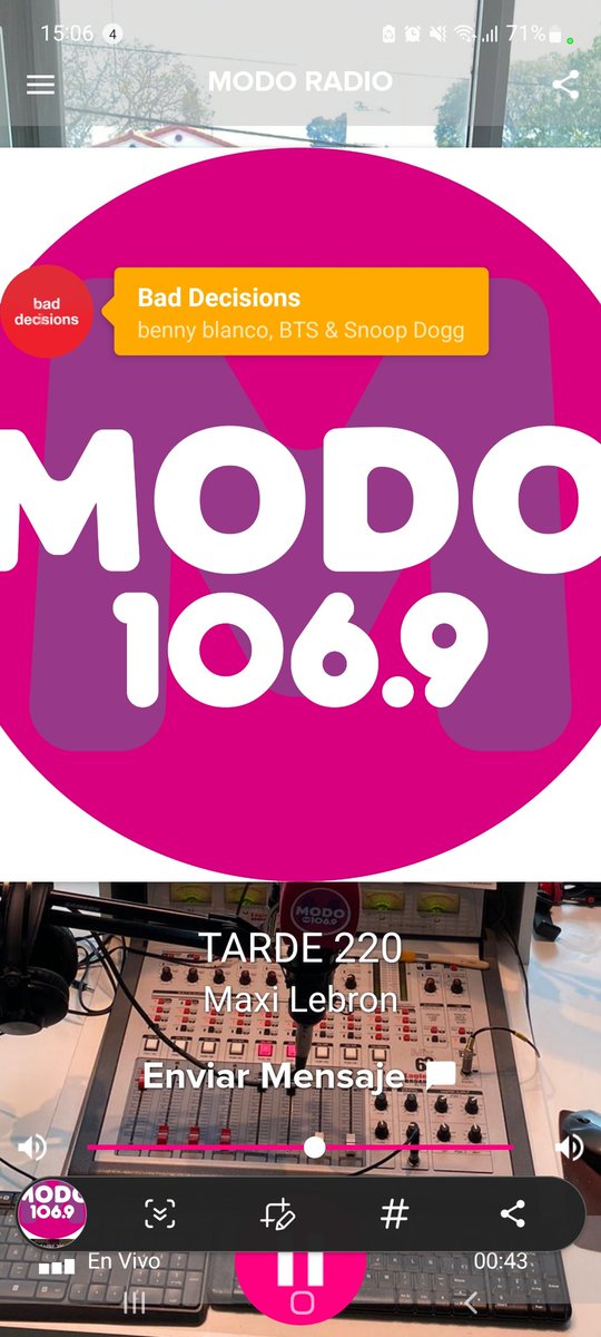ULiveLifeFully's tweet photo. Mi compañía 24/7, gracias x darle color y aliviar la #Tarde220 @maxilebron @modoradioweb con tan buena onda y este temon #BadDecisions #BennyXBTSXSnoopDogg @BTS_twt
Son lo q esta bien, x mas! #Modotop40 https://t.co/JJR8GhSwRi