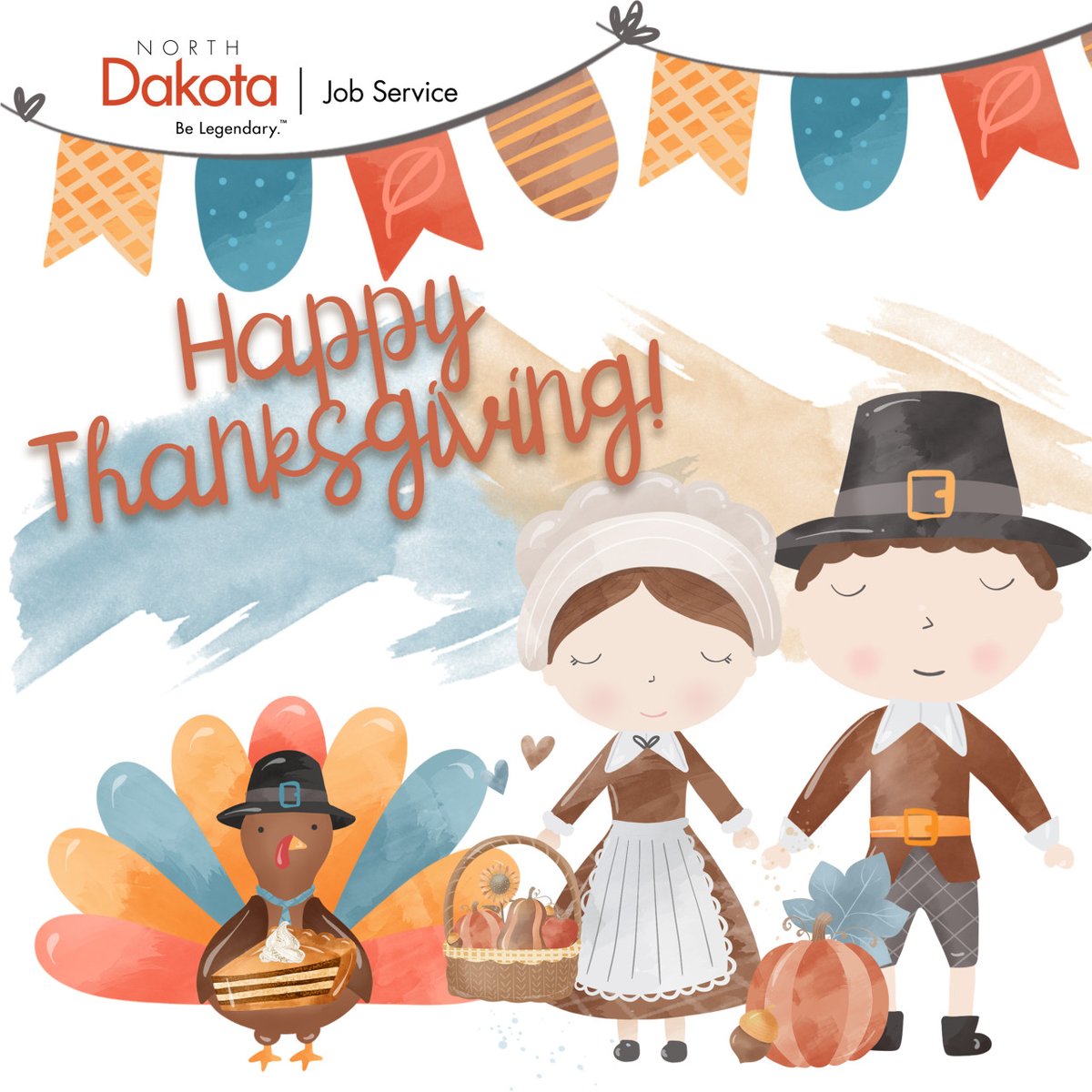 JobServiceND's tweet photo. Happy Thanksgiving from our work family to your family! Our offices are closed but normal office hours will resume Friday November 25th, 2022 have a safe and warm holiday! https://t.co/OquPt2e3AX