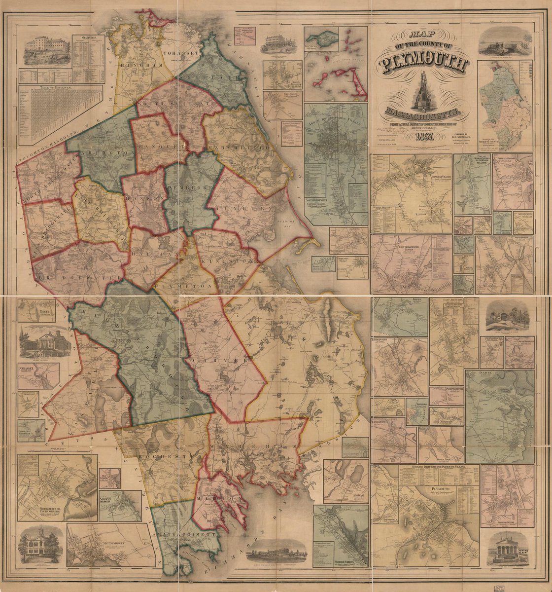 RhodesMaps's tweet photo. Happy Thanksgiving #maptwitter... Lots going on in all of the insets of this 1857 map of Plymouth County, MA. @LOCMaps 

https://t.co/StdDZfiZiE https://t.co/clyvfvQTfN