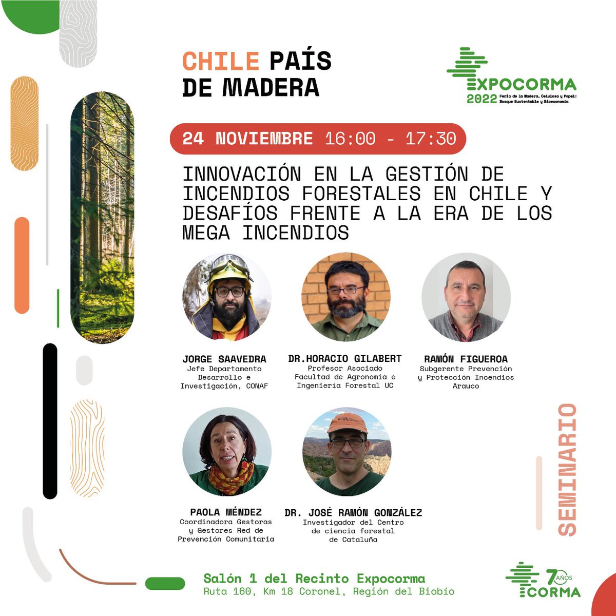 cormachile's tweet photo. ¡Atentos!

📺En breve tendrá lugar en #Expocorma el seminario “Innovación en la gestión de #IIFF en Chile y desafíos frente a la red de los mega #incendios”
 
Sigue la transmisión #EnVivo aquí👉 https://t.co/8ZxNX97g95

#ChilePaísdeMadera https://t.co/fcT56gac4I