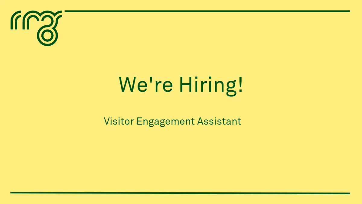 Join our team! The RMG is hiring a Visitor Engagement Assistant. For more details, visit our website. buff.ly/3uGkK5i 
#thermg #artjobs #hiring