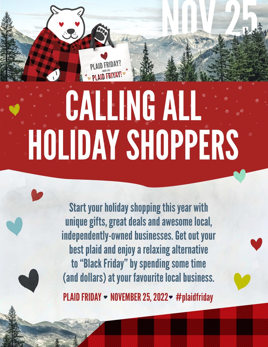 Tomorrow is #PlaidFriday throughout Northern B.C.! Wear your best plaid and #supportlocal businesses as you join the festivities and start your holiday shopping.
#LoveNorthernBC #shopsmall #buylocal #buylocalBC #ecdev #bcmuni #holidayseason