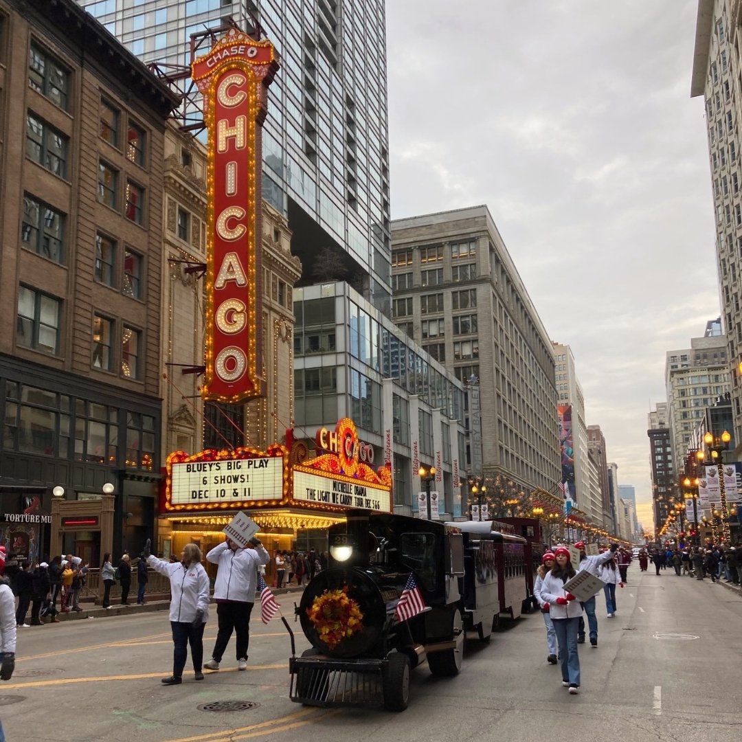 CPKCrail's tweet photo. CP proudly sponsored and attended the @ChiParade with the Puffer Belly Express mini-train, wrapping up a successful return to in-person events for 2022. Thank you to all volunteers for a safe year! #ChiParade #Thanksgiving https://t.co/KhaX45LoNV