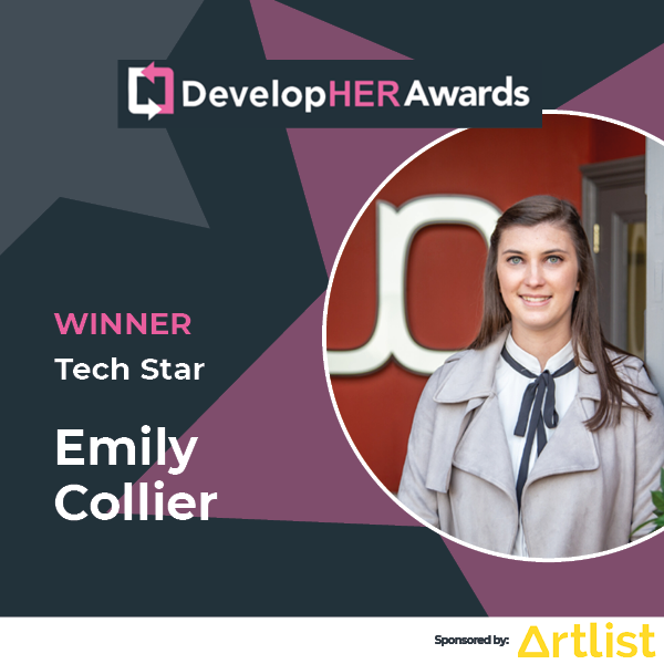 SyncDevelopHER's tweet photo. DevelopHER Awards Tech Star Award 2022 - Winner Emily Collier  #DevelopHERAwards #DevelopHER #Norwich #Awards https://t.co/5HIp9nIj4q