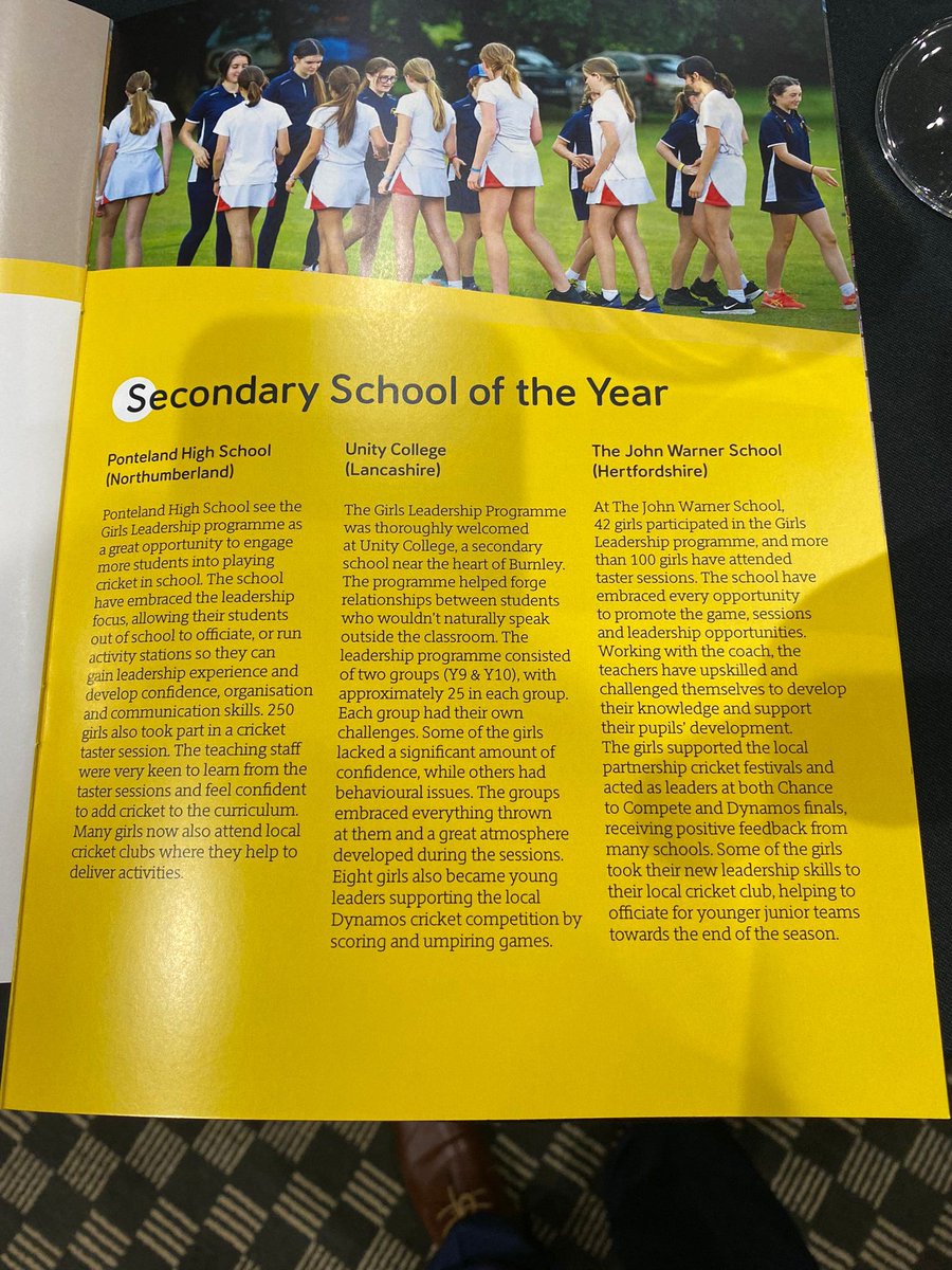We were nominated for secondary school of the year at tonight’s ECB Chance 2 Shine Awards for the work done to improve the provision for girls cricket at the school 🏏

Thanks <a href="/TimRead1971/">Tim Read</a>, we are so proud of how many girls engaged with the project. <a href="/Chance2Shine/">Chance to Shine</a>