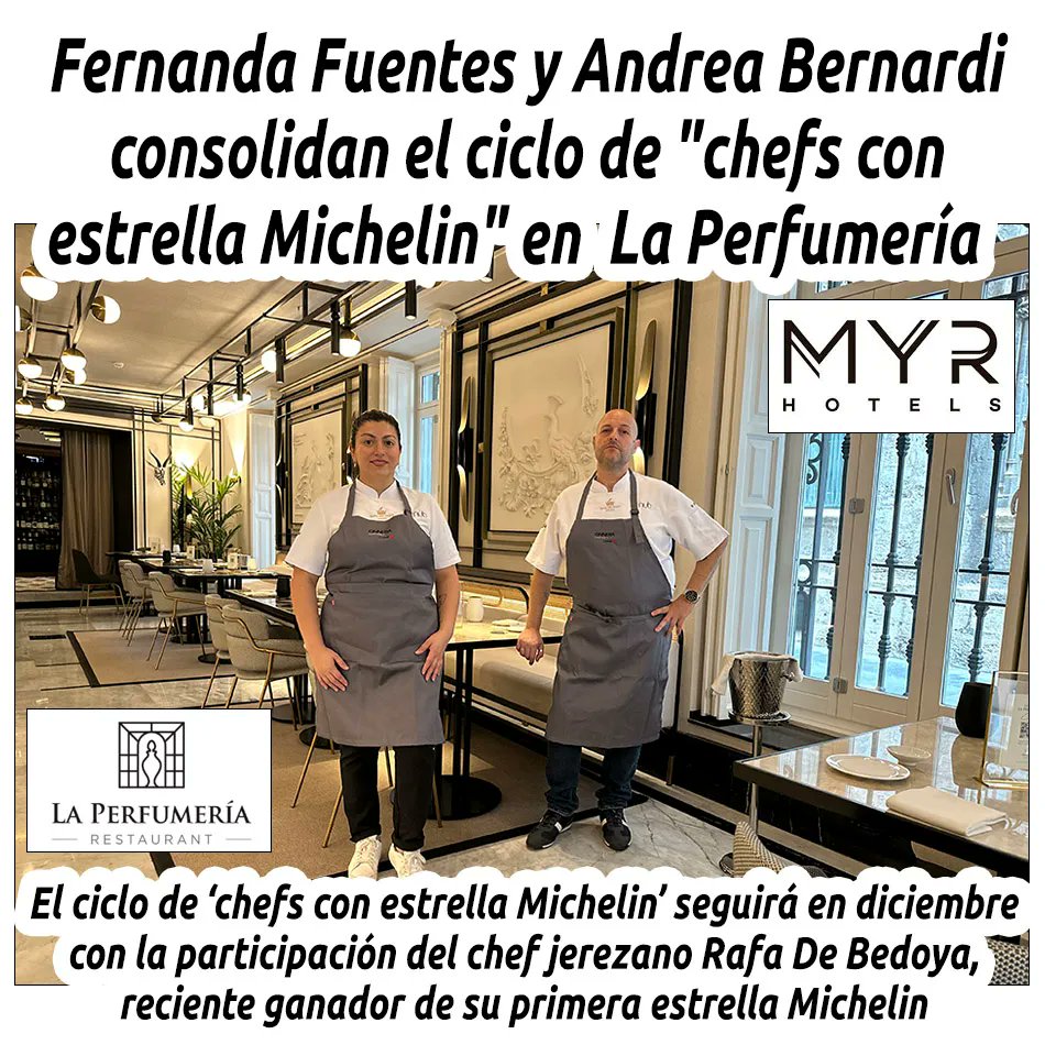 Fernanda Fuentes y Andrea Bernardi consolidan el ciclo de "chefs con estrella Michelin" en La Perfumería

hosteleriaenvalencia.com/noticias.asp?i…

#MYRHotels #RestauranteLaPerfumeria #HotelPalacioVallier #LaPerfumeria #HosteleriaEnValencia #FernandaFuentes #AndreaBernardi #RafaDeBedoya