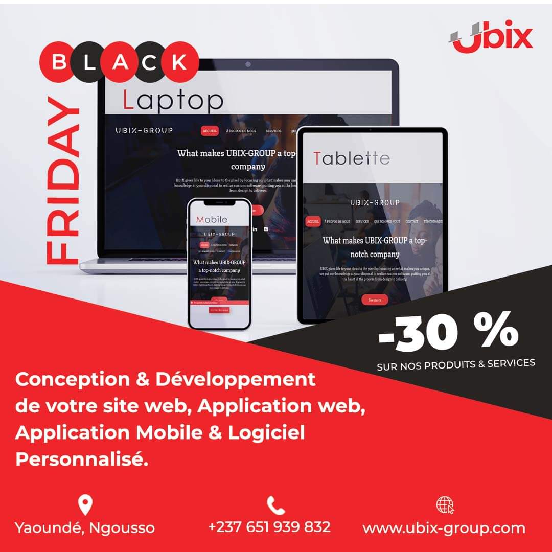 ubix_group's tweet photo. Notre offre Black Friday est enfin disponible et il ne vous reste que moins de 6 jours pour en profiter ! 😱

🎁 Contactez-nous maintenant et profitez de -30% sur la création de votre site web ou application mobile ☺️

📲 +237 651939832

#ubixgroup #blackfriday2022 #tech https://t.co/ECccoDGxty