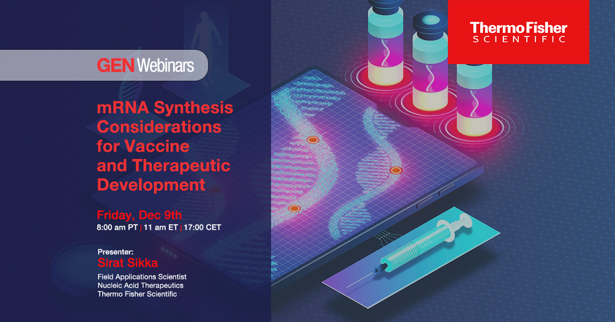 #Webinar: mRNA Synthesis Considerations for Vaccine and Therapeutic Development 🧬 Learn about the key considerations for mRNA synthesis that help accelerate the development of mRNA #vaccines and therapeutics. Register now. ow.ly/XE7W50LEkAn