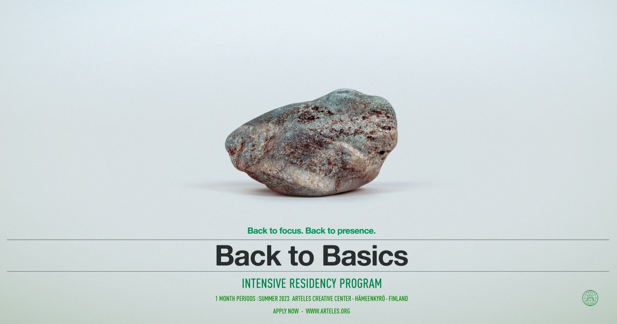 The application round for Back to Basics residency program is now open. Go offline, connect with nature and get back to focus in Finland. 1 month residencies in May / June / July / August 2023. Read more & apply online: arteles.org