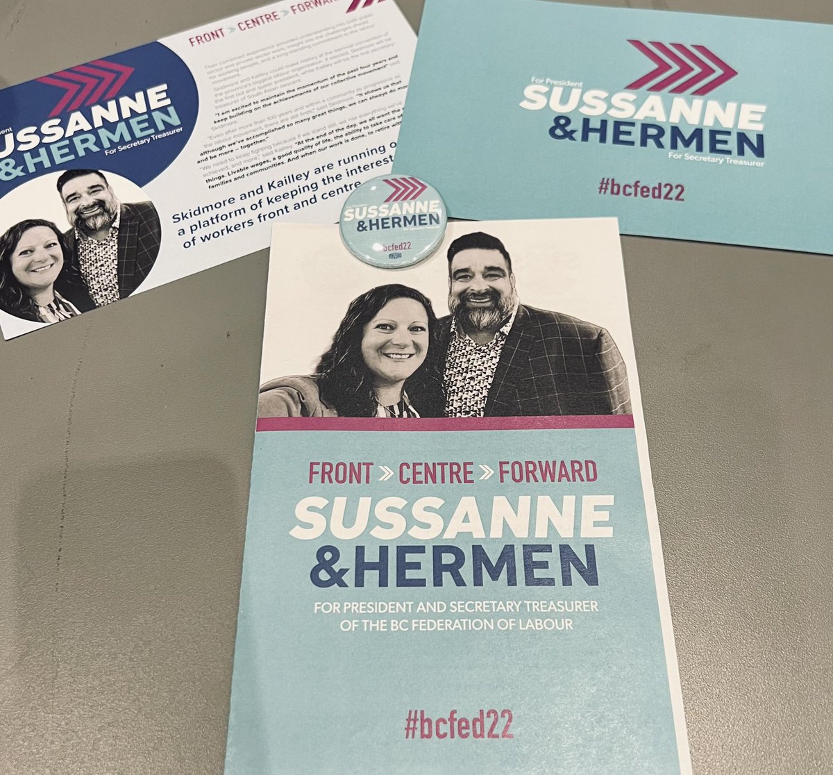 steph_smith303's tweet photo. Proud to witness glass ceilings shattering in the House of Labour—@SussanneRS becoming the 1st out queer @bcfed prez &amp; @HKailley75 the 1st sec-treas of South Asian heritage (&amp; reclaiming his name Hermender) ✊🏻 #bclab @bcgeu https://t.co/dwGq2RNVSA