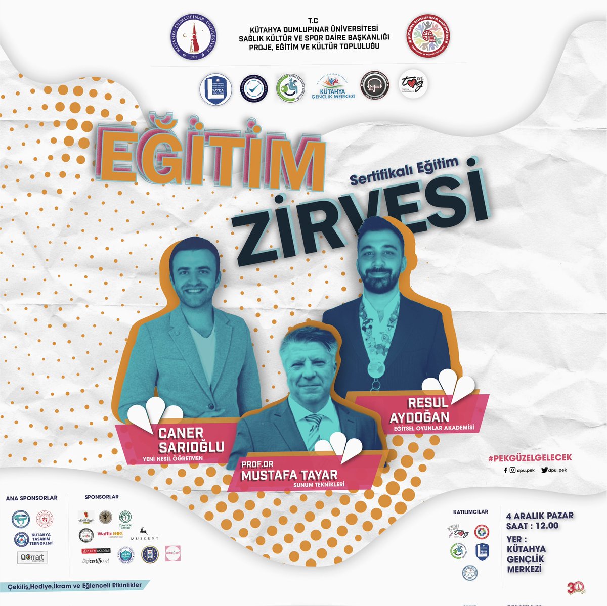 Zirveye hazır mıyız?
Eğlenceli ve bilgilendirici geleneksel Eğitim Zirvesi etkinliği daha da büyüyerek 3.serisi karşınızda!
Hep birlikte zirveye 🤩
📅 4 Aralık Pazar
⏰ 12:00
📍 Kütahya Gençlik Merkezi
#PEKGüzelGelecek