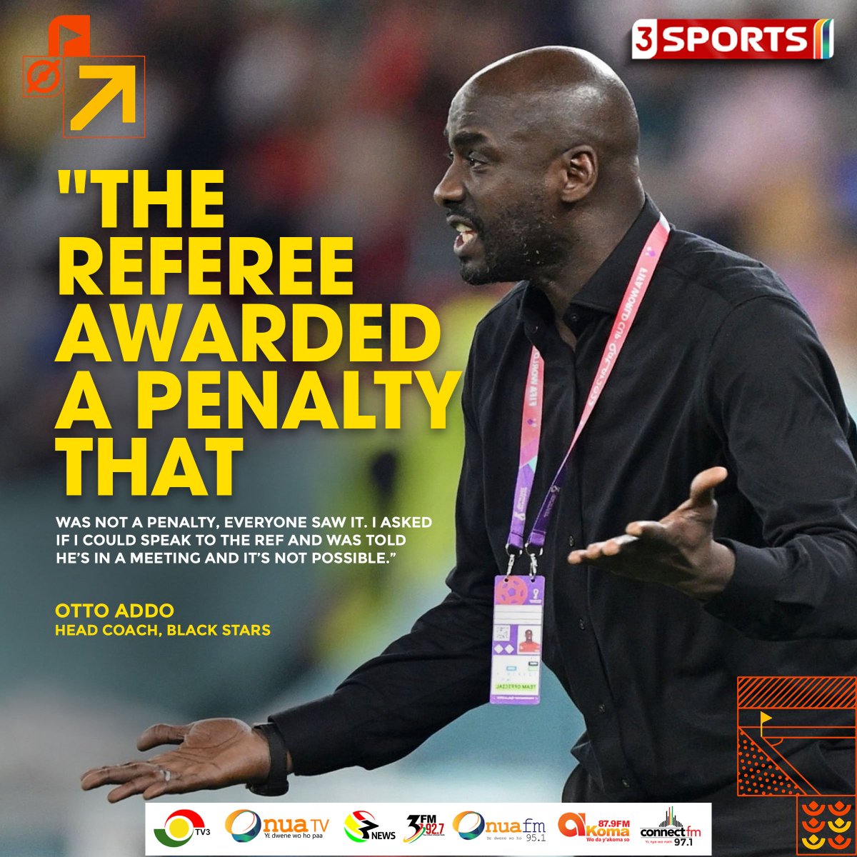 3SportsGh's tweet photo. "It wasn't a penalty."

Otto Addo was disappointed with the decisions of the referee as Ghana lost 3-2 to Portugal.

#FIFAWorldCup #Qatar2022onMG https://t.co/iXe6S60bpb