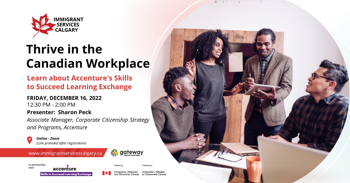 ISCyyc's tweet photo. Do you want to learn how to thrive in the Canadian workplace? Join us to learn about @AccentureCanada’s Skills to Succeed Learning Exchange, a free-to-access, highly interactive, online employability training program.

Register here: https://t.co/FfIUq1DwmN

#workshop #jobseeker https://t.co/d0IHsvxun8