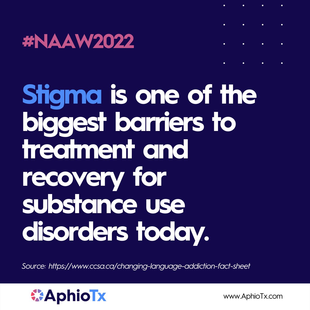 AphioTx's tweet photo. Treatment for opioid use disorder requires well informed, de-stigmatizing practices that provide the right care. @CCSACanada has a list of resources: https://t.co/8RrlB2F6RP #NAAW2022 #CommunityCaring

Learn more about our work with opioid withdrawal: https://t.co/i49PnMu9IP https://t.co/jY8Z3eI9q5