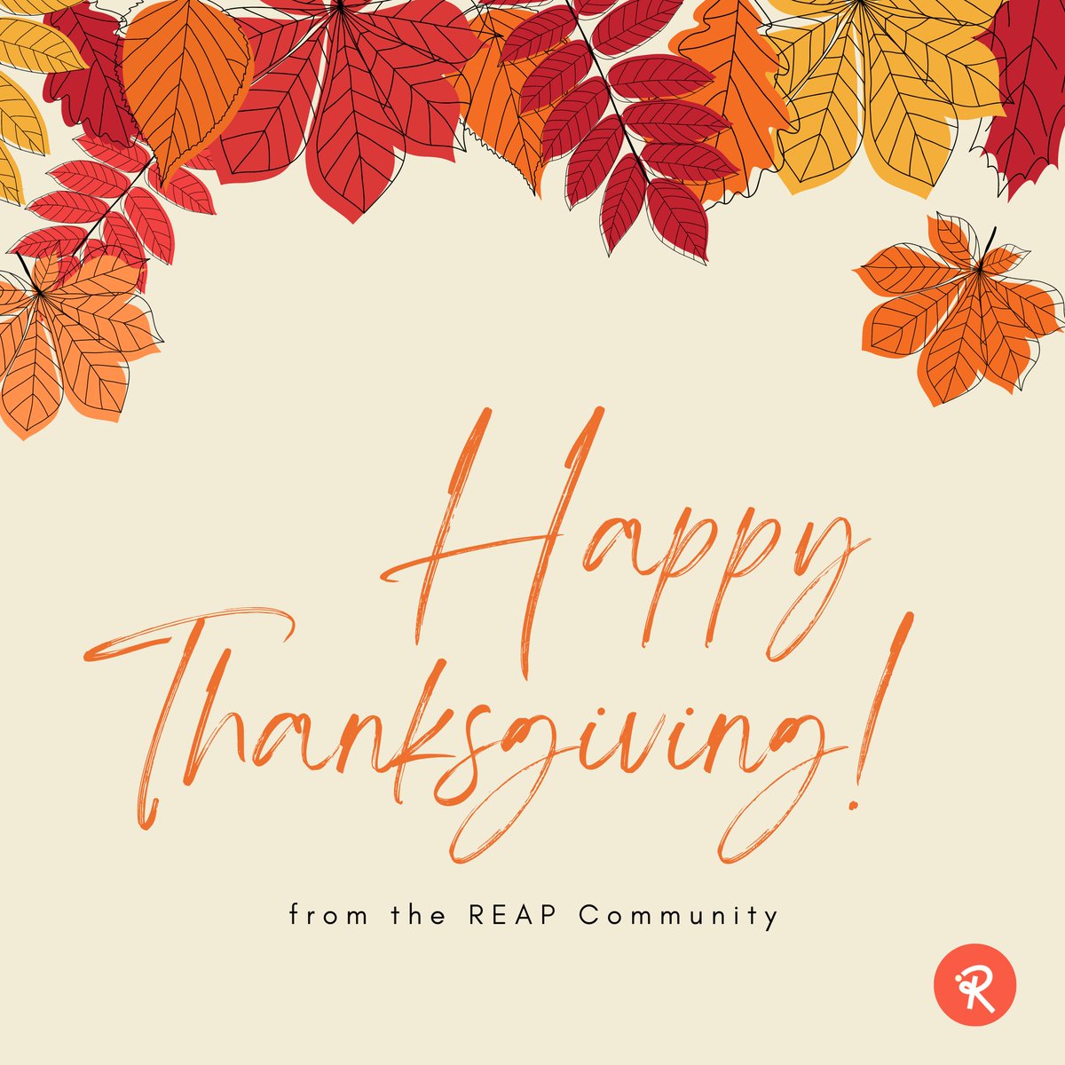 ReapCommunity's tweet photo. We are grateful for our community &amp; the relationships and connections we have made this year. 

From everyone at REAP, we all wish you to  have a lovely Thanksgiving. 🙏

@VirginieG @jubaplus @TheCMOio 

#Reap #ThanksGiving #ConnectingasOne https://t.co/qlaSfUG1nY