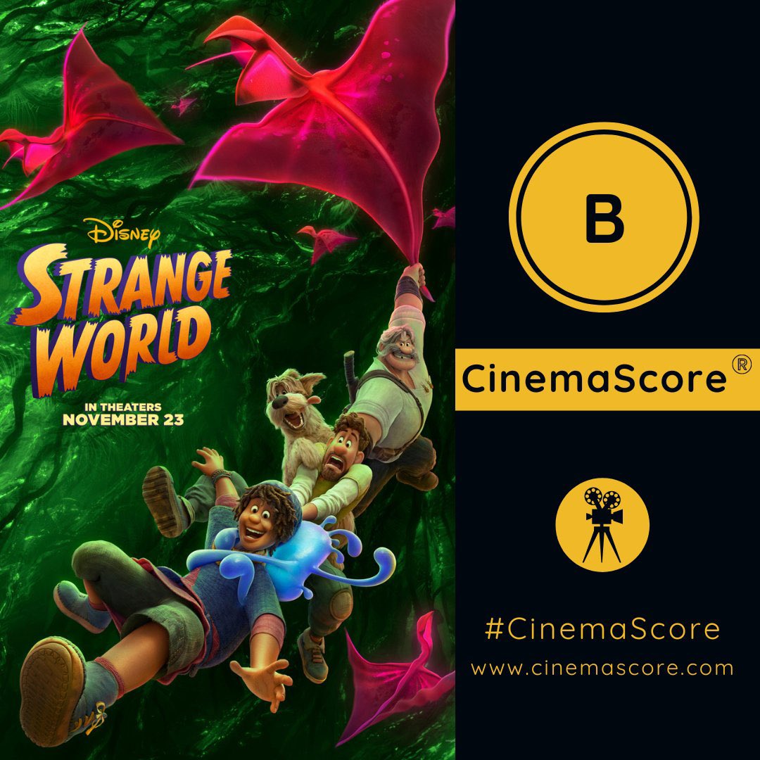 DiscussingFilm on Twitter "‘STRANGE WORLD’ receives a B on CinemaScore
