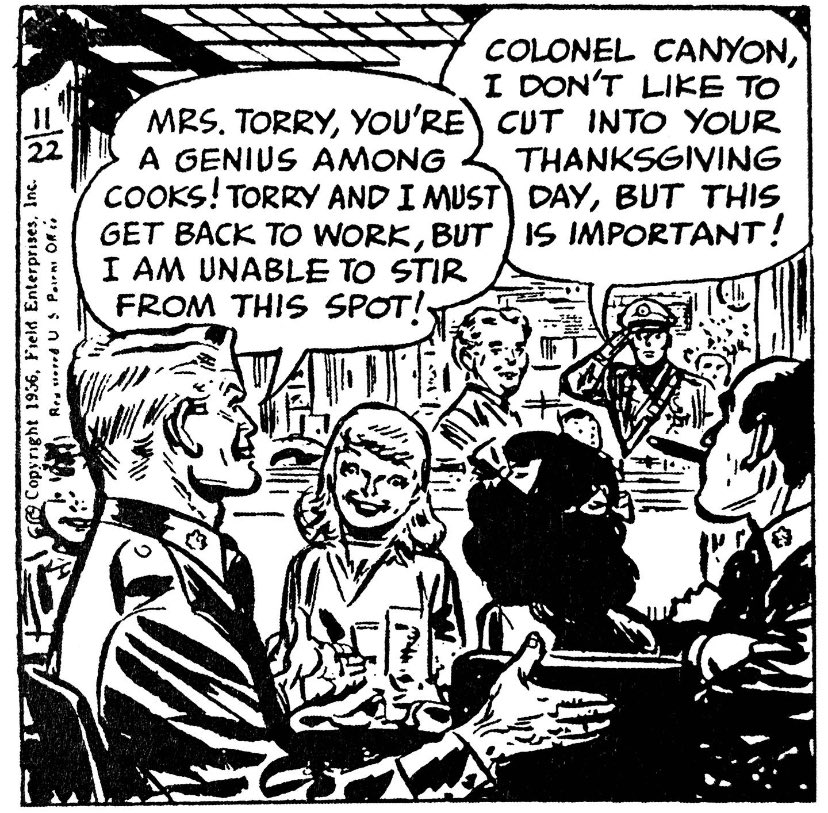 loacomics's tweet photo. We hope that nothing important cuts into your Thanksgiving! Take the day off; you deserve it! Happy Thanksgiving!
#miltoncaniff #stevecanyon #thanksgiving https://t.co/308EdDDbVX