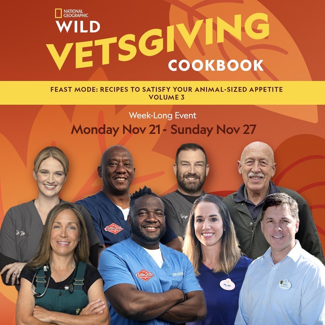 DrPol's tweet photo. Happy Thanksgiving! 🦃 We are very thankful for family get togethers for a big meal and enjoying the togetherness. From our table to yours, we are happy to share our recipe for Olie Bollen, plus extra helpings of #DrPol tonight on Nat Geo WILD - Enjoy! #Vetsgiving https://t.co/bf8c1WVwNK