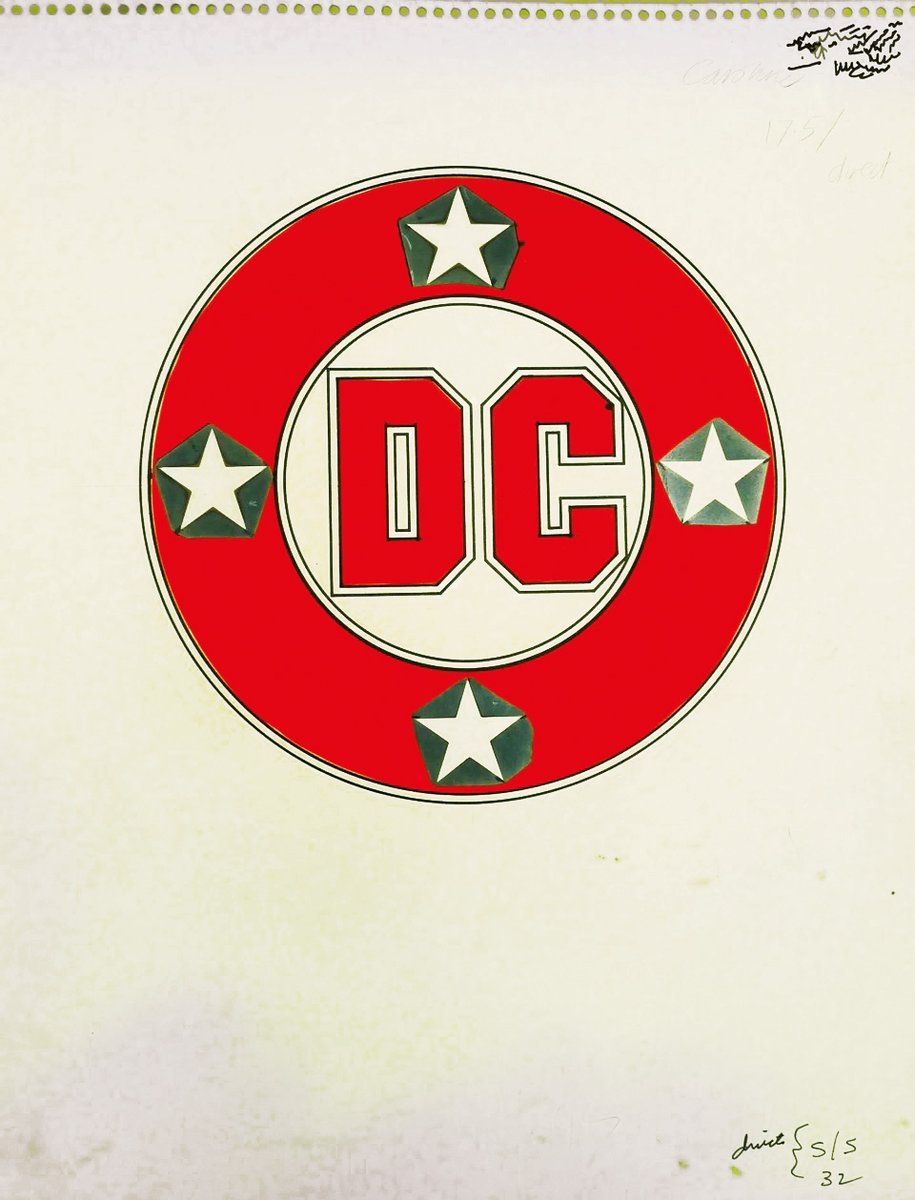 Milton Glaser's original artwork for the DC Bullet! Designers of a certain age will recognise Rubylith (a red photo-opaque adhesive film), Rotring pen and PMT paste-up. @DCComics #logo #miltonglaser
More over at Ed Catto's Pop Culture Squad blog: popculturesquad.com/2022/11/17/wit…