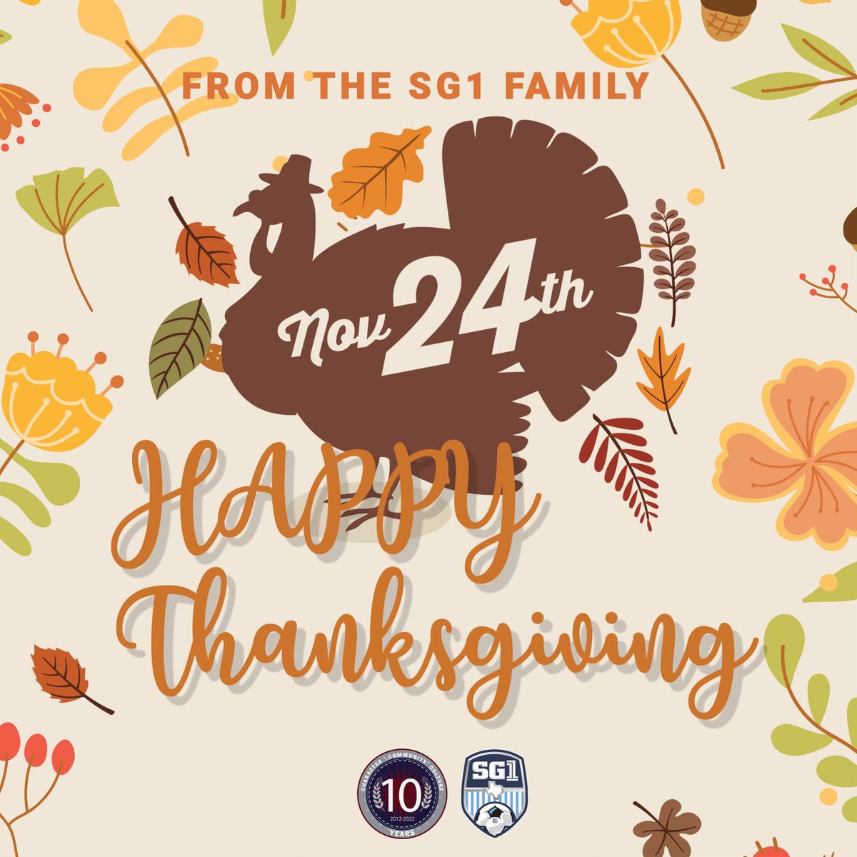 From the SG1 Family to yours, Happy Thanksgiving! 🍽🍁🦃 
.
.
.
.
@audi @mamboseafood @snowdropcc @the_federal_grill @katy_isc #sg1soccer #sg1family #thanksgiving #thanksgiving2022