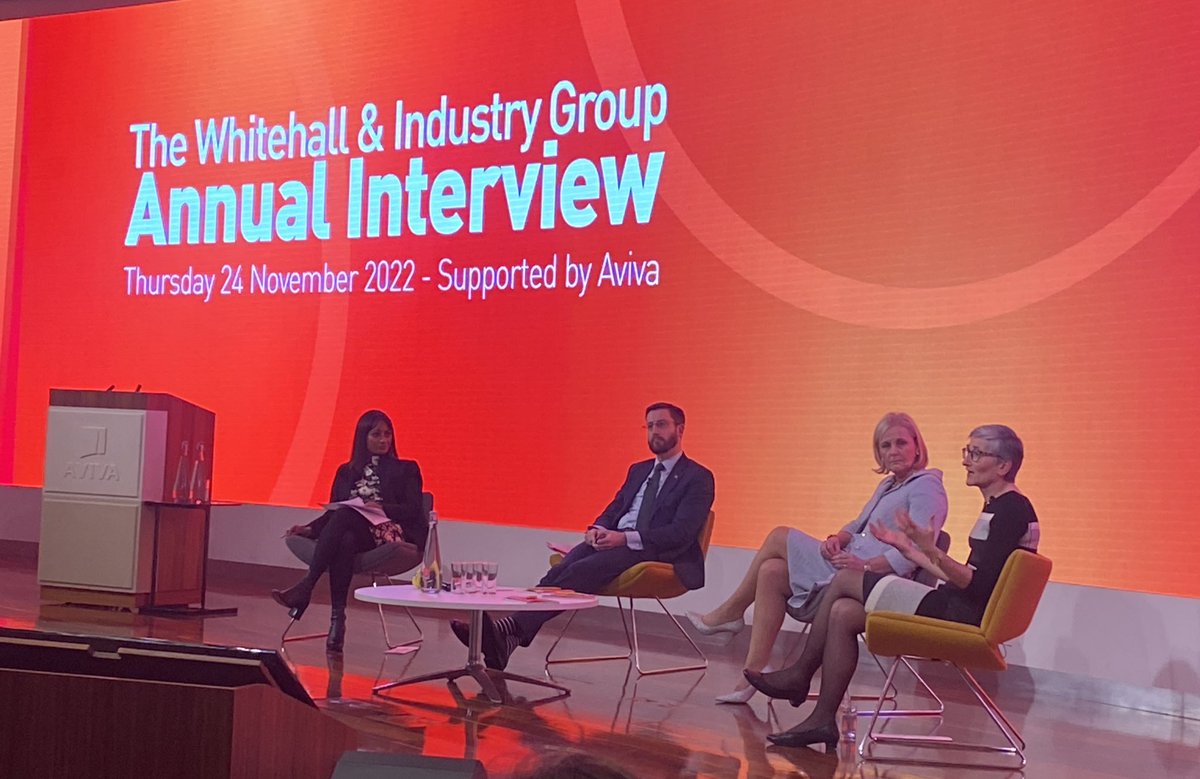 wiguk's tweet photo. Our Annual Interview is underway. We are hearing from this evening’s speakers: Simon Case, Amanda Blanc, and Dame Clare Moriarty with conversation led by Dharshini David. #WIGInterview https://t.co/u8qzfYHbhY