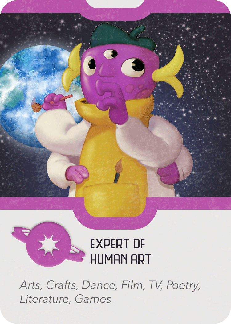 GravGames's tweet photo. It's PAX UNPLUGGED weekend! What would the alien expert of HUMAN ART have to say about the art of game design? #PAXUnplugged #gamedesign https://t.co/CPSjdO5qJn