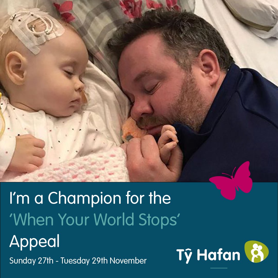 I am going to be a champion for Ty Hafan’s #WhenYourWorldStops appeal, running from 10am Sunday through to 10pm Tuesday.  Essentially every pound donated could be turned into £4!!! Please keep an eye out for my posts on Sunday and if you could donate, I’d be eternally grateful 💚