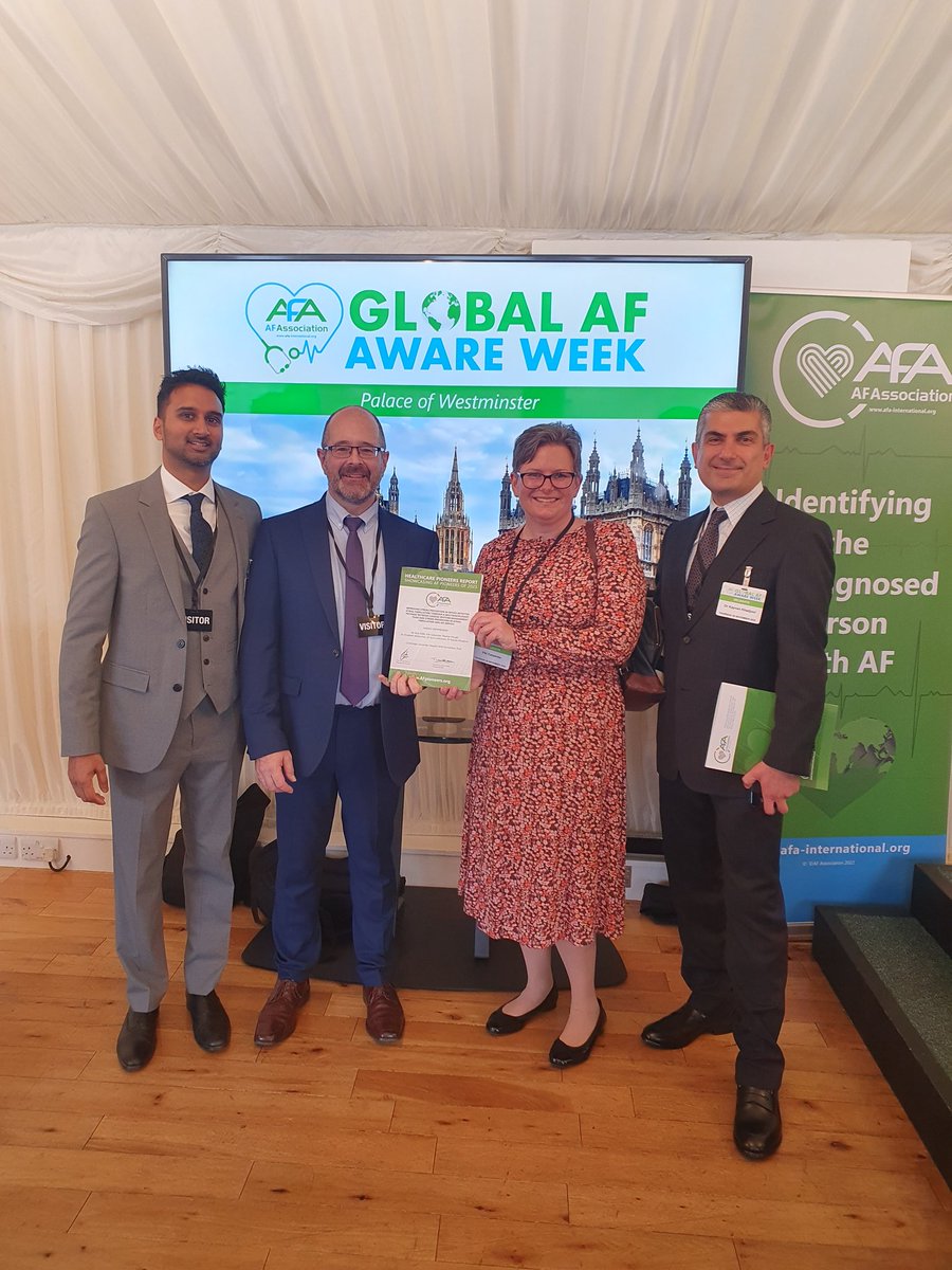 iamthatiz's tweet photo. Delighted to have received @CamStroke 's second @AtrialFibUK 
AF Healthcare Pioneers Award at Westminster for collaborative work between @CUH_NHS Cardiology and Stroke departments. https://t.co/6nPNQUQ94k