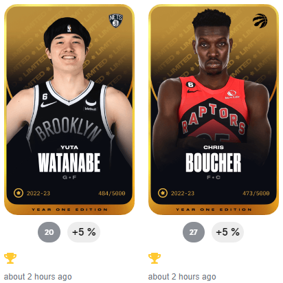 📊Sorare NBA 🏀 game week 10
🗓22-24 novembre

Inscription sur 2 compétitions:

✅🔸Limited Champion 499/5908 - Reward T3

✅🔸Western Conference 321/3105 - Reward T3

2/2 pour cette GW10 après seulement 10 jours sur le jeu, ça fait plaisir !
 
#NBA