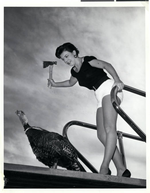 LasVegasLocally's tweet image. Yes, Vegas showgirls used to slaughter turkeys poolside. It was a dark time in the city's history.