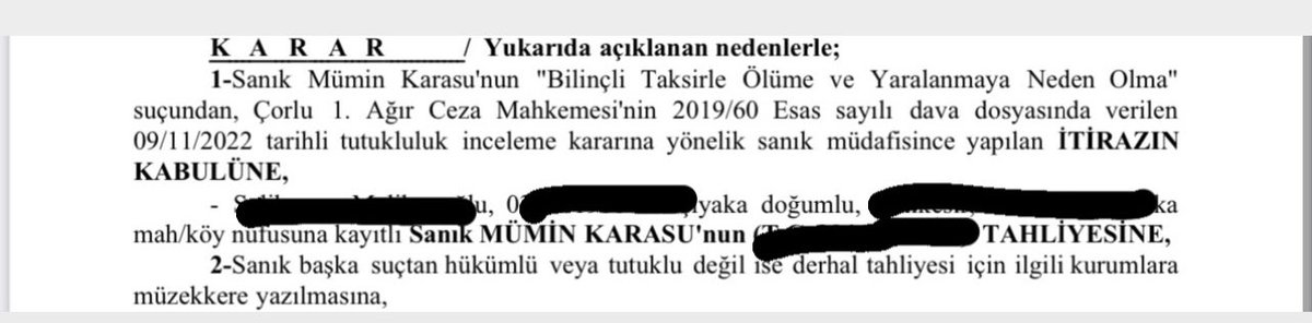 5 yıldır ölüp ölüp dirildiğimiz şu hayatta, tutunduğumuz tek şey adalet oldu.
25 kişinin ölümüne, 5 yıl sonra bir kişiyi zoraki tutukladınız.
Bir sonraki celseye kadar bile sürmedi!
Adaletiniz batsın!
Bu ülkede ölene de kalana da sahip çıkamayan herkesin Allah belasını versin!